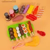 Kitchens Play Food Play house simulation food seafood fruits and vegetables kitchen hot pot toys children's barbecue boys and girls cooking setL231026