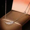 Ins Top Sell Feather Pendant Simple Fashion Jewelry 925 Sterling Silver Pave White Sapphire CZ Diamond Gemstones Party Women Weddi226D