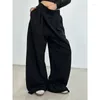 Spodnie damskie Deeptown Gray Spits Kobiety workowate koreański styl nadmierny szeroka noga sportowy jesienna spodni swobodny vintage moda harajuku