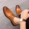 Dress Shoes 2023 Fashion Men Yellow Black Brown Lace Up Oxford Formal Wedding Prom Homecoming Party Sapato Social Masculino