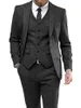 Costumes pour hommes 3 pièces laine noire à chevrons coupe ajustée décontracté formel hommes d'affaires Tweed Tuxedos G Blazer pantalon gilet