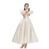 Ethnic Clothing Sexy Sweetheart Collar Qipao Pleated Cheongsams Charming White Evening Party Dress Gown Puff Sleeve Bridal Wedding Vestidos