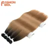 Human Hair Bulks Bone Straight s Ombre Blonde Bundles Super Long Synthetic 24 Inch Full to End FASHION IDOL 231025