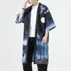 Vêtements ethniques Veste de robe kimono légère pour hommes imprimés peignoirs de style japonais décontracté ouvert avant long cardigan manteau vêtements d'extérieur