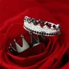Bröllopsringar krona par män kvinnor mode svart silver färg förlovningsring brud smycken set älskares gåvor249s