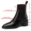 Boots Ankle Women Luxury Split Cowhide Upper Thick Heel Slipon Brown Warm Bootie Fall Winter Handmade Genuine Leather Shoe 231026