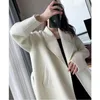 Женское смешанное шерстяное осеннее и зимнее корейское пальто, универсальное белое высококачественное модное темпераментное утолщенное женское шерстяное пальто средней длины и длинное 231025