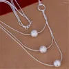 Pendant Necklaces Listing Silver Plated Noble Luxury Refined Beads Sand Three Lines Necklace Fashion Trends Jewelry Gifts