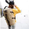 Rucksack großer Kapazität Mann Reisen Tasche Bergsteige Männer Taschen Leinwand Eimer Schulter solide weiche Griff Mode Mode