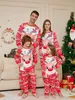 Family Matching Outfits Red Cartoon Christmas Deer Print Adult Kids Set Baby Romper Paj Xmas Pajamas Clothing 2024 Year Fashion 231026