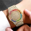 Relógios femininos luxo iced out relógios para homens luxo hiphop rapper ouro preto relógio masculino colorido bling strass calendário reloj hombre 231025