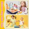 Kitchens Play Food Kids Pretend Play Kitchen Sink Toys With Play Cooking Stove Pot Pan Play Cutting Food Utensils Tableware Accessories Girls ToysL231026