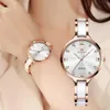 Wristwatches Elegant Diamond Watches Luxury Women's Rhinestone Ceramic Stainless Steel Bracelet Wrist Watch and Stylish Diamond Watch 231025