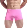 Sous-vêtements hommes boxeurs de soie de glace satin huile sous-vêtements brillants taille basse troncs stretch lisse slip sans couture ultra-mince short de souffle culotte