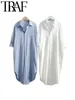 Vestidos casuais moda mulheres camisa vestido vintage manga longa curvada hem algodão linho oversize feminino midi primavera