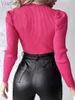 Kvinnors tröjor Kvinnor Casual Solid Color Long Sleeve Studded Rhinestone Hollow Out Keyhole Neck Knit Tröja Top