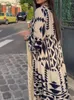 Giacche da uomo Abiti lunghi da donna Maniche estive pieghettate Boho Print Dress Moda da donna Vintage Beach Maxi Vestidos