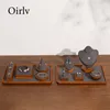 Jewelry Pouches Oirlv Solid Wood Tray Bracelet Ring Display Props Sets Organizer Holder Necklace Stand Plate