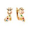 Dingle örhängen dckazz söt giraff öron studs klassisk 585 rosguld färg inlay färgglada emaljplats mode djur smycken kvinna