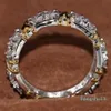 Цельное профессиональное кольцо Eternity Diamonique с бриллиантом 10 карат, белое желтое золото, обручальное кольцо с крестом, размер 5-11250 В