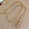 Belts Women Solid Color Braided Tassel Belt 2023 Boho Girls Thin Waist Rope Knit For Dress Waistbands Accessories