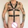 Soutien-gorge Ensembles Mâle Cuir Full Body Cockstraps Harnais Ceintures Fétiche Hommes BDSM Bondage Gay Vêtements Gothique Poitrine Sangles Pour Rave PartyBR244L