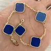 Classic 4/four leaf clover designer bracelet white red blue Agate Shell Mother-of-Pearl charm bracelets 18K Gold Plated luxury wedding woman fashion jewelry U66