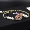 Bracelet de créateur pour femmes Bracelet de charme de luxe perles bracelets de coeur strass roses bracelets de tendance de la mode double émail cadeaux