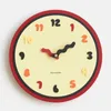 Wall Clocks Wooden Children Cute Clock Modern 3d Round Watch Small Living Room Silent Reloj Pared Decorations