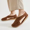 Retro Closed Men Soft Sandals Birkuir Toe Cow Leather Summer Slip on Beach Genuine Male 393