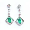 Dingle örhängen mode 2023 fina smycken 925 Pure Silver Colombia Natural Emerald Drop Support Test