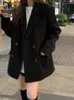 Ternos femininos unxx coreano duplo breasted casaco de lã de alta qualidade blazer moda casual senhora do escritório usar roupas elegantes de rua alta