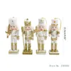 Christmas Decorations 3Pcs4Pcs Wooden Doll Decor Handmade WhiteGold Nutcrackers Solider Pendant Traditional Decoration 231026