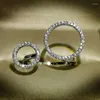 Bagues de cluster Mode Géométrie Deux Cercles Ouvert Doigt Bague Réglable Pour Femmes Strass Cristal Mariée Mariage Engagement Bijoux Cadeaux