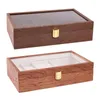 Titta på lådor 4Slots Träklockor Display Box Ring Halsbandsmycken för Case Container Organ