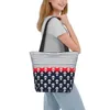 Sacs de courses réutilisables, sac à rayures d'ancre nautique pour femmes, fourre-tout à bandoulière en toile Durable Style marin Style épicerie