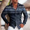 Men's Casual Shirts Spring Fashion Long Sleeve For Men Oversized Shirt Chaos Print Button Top Clothes Holiday High Quality