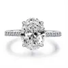925 srebrny palec ślubny luksusowe owalne cięcie 3CT symulowane diamentowe pierścienie dla kobiet biżuteria zaręczynowa Anel246i