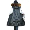 Gilet da donna Inverno Gilet di pelliccia con cappuccio Donna Cappotto lungo Piumino 2023 Giacca senza maniche coreana impermeabile da donna