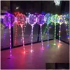 Ballon met 80 cm pvc-paalstok Led-speelgoed Lichtgevende oplichtende ballonnen Bobo-bal Transparant voor Kerstmis Huis Tuin Verjaardag Kinderfeest De Dhbto