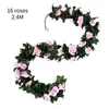 Decorative Flowers Silk Rose Artificial Wedding DIY Decor Fake Flower Home Room Wall Hanging Garland Plants Metal Arch