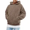Heren Hoodies Winter Sweatshirt Met Capuchon Grote Zak Teddy Fleece Pluizige Trui Hoodie Heren Warme Pluche Tops Fashion Casual Streetwear