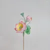 Hair Clips Hairpin Original Design Non-heritage Velvet Flower Lotus Headdress Cheongsam Jewelr Classic Hanfu Accessories Hairwear 2023