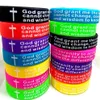 30pcs Color Mix Serenity Prayer GOD GRANT ME Bible Cross Silicone bracelets Fashion Wristbands whole Men Women Ch221E