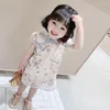 Roupas étnicas 2023 Meninas Cheongsam Saia Bebê Estilo Chinês Hanfu Garment Bonito Verão Crianças Tang Terno Retro Princesa Vestido