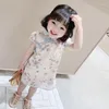 エスニック服2023女の子のチョンサムスカートベビーチャイニーズスタイルハンフ衣服かわいい夏の子供用タンスーツレトロプリンセスドレス