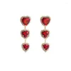 Kolczyki Dangle Kreatywne luksusowe czerwone serce kryształ kropla Kodekny moda ślubna moda vintage długa dhinestone biżuteria hurtowa