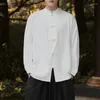 Etnische kleding hoge drop linnen lange mouw Chinese stijl Hanfu shirt voor mannen traditionele Tang Suit-jurk