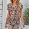 Blouses pour femmes Elegant Youth Woman Bouton Up Blouse à manches courtes Blouse Digital Prist Party Rayon Shirt Clothing