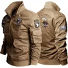 Мужские куртки Тактическая куртка пилота Мужские военные авиадесантные флисовые куртки-бомберы из хлопка с вышивкой орла Армейские пальто Повседневная верхняя одежда с воротником-стойкой 231026